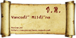 Vancsó Miléna névjegykártya